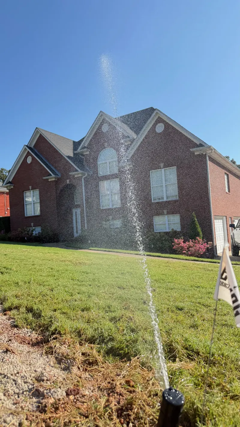 Irrigation head and line being serviced in a lawn near Birmingham, AL